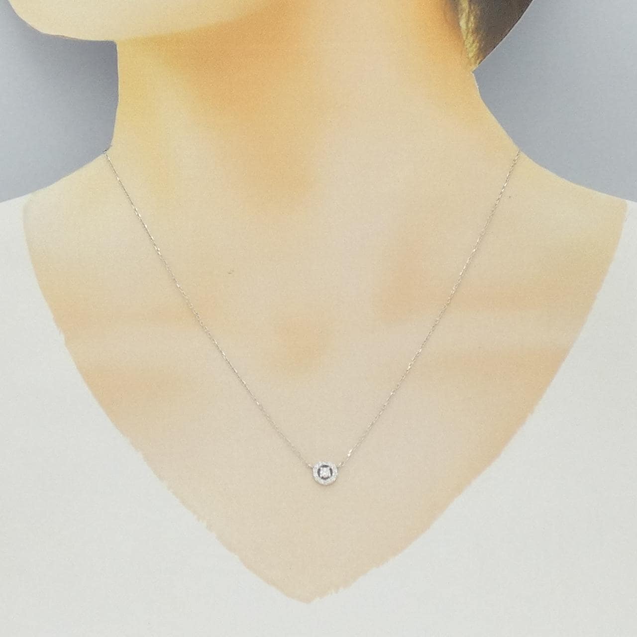 K18WG ダイヤモンド ネックレス 0.13CT
