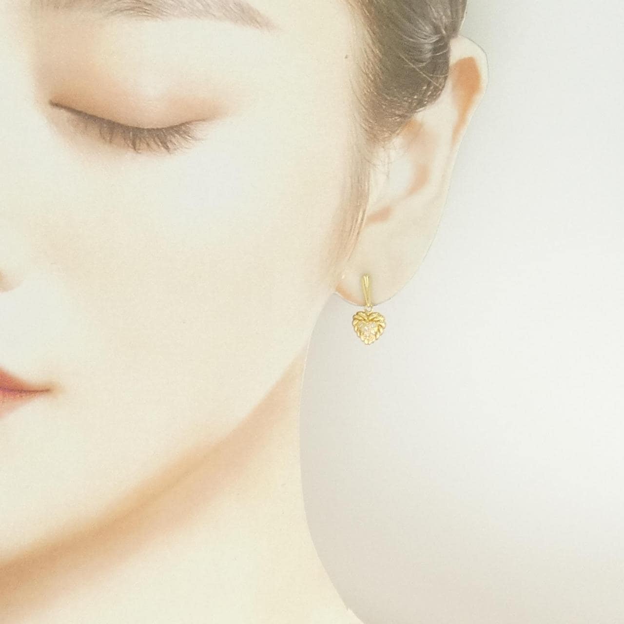 K18YG ハート ダイヤモンド ピアス 0.12CT
