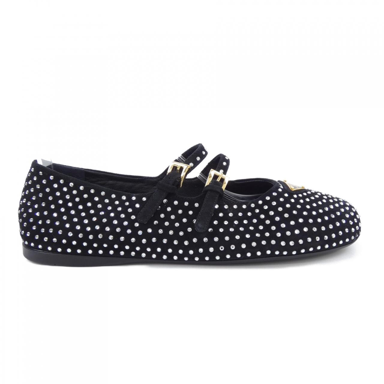 プラダ PRADA クリスタル付スエードバレリーナ 1F797N フラットシューズ