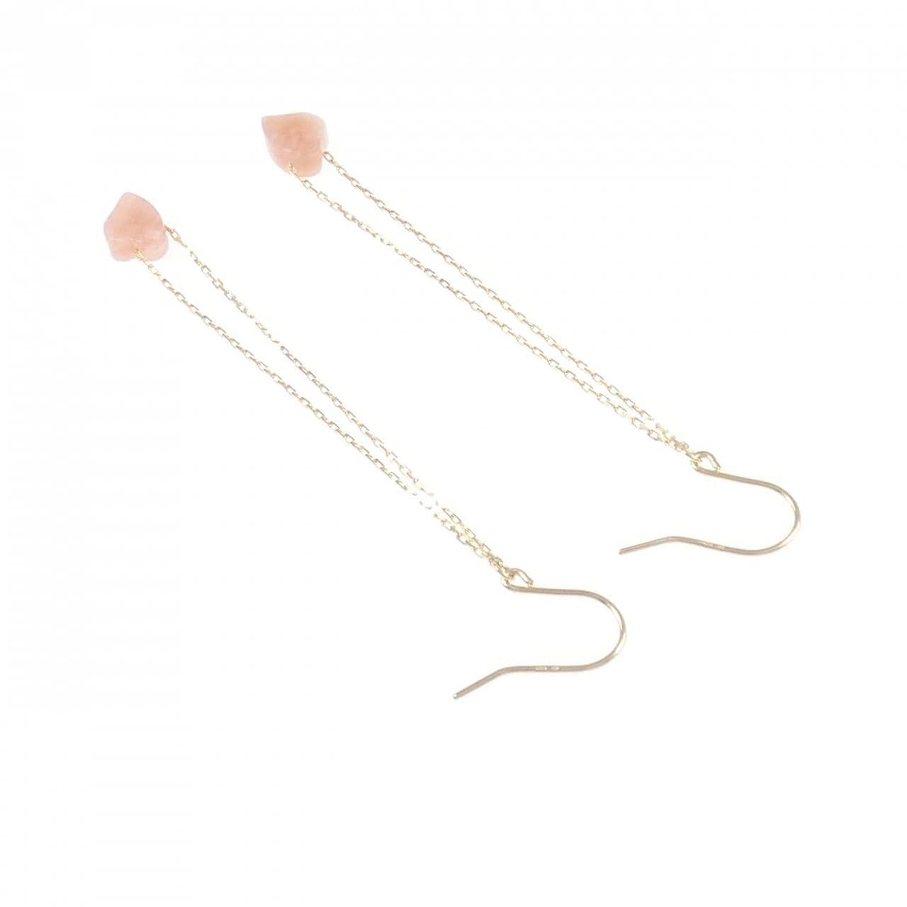 K18YG 心形欧泊耳环