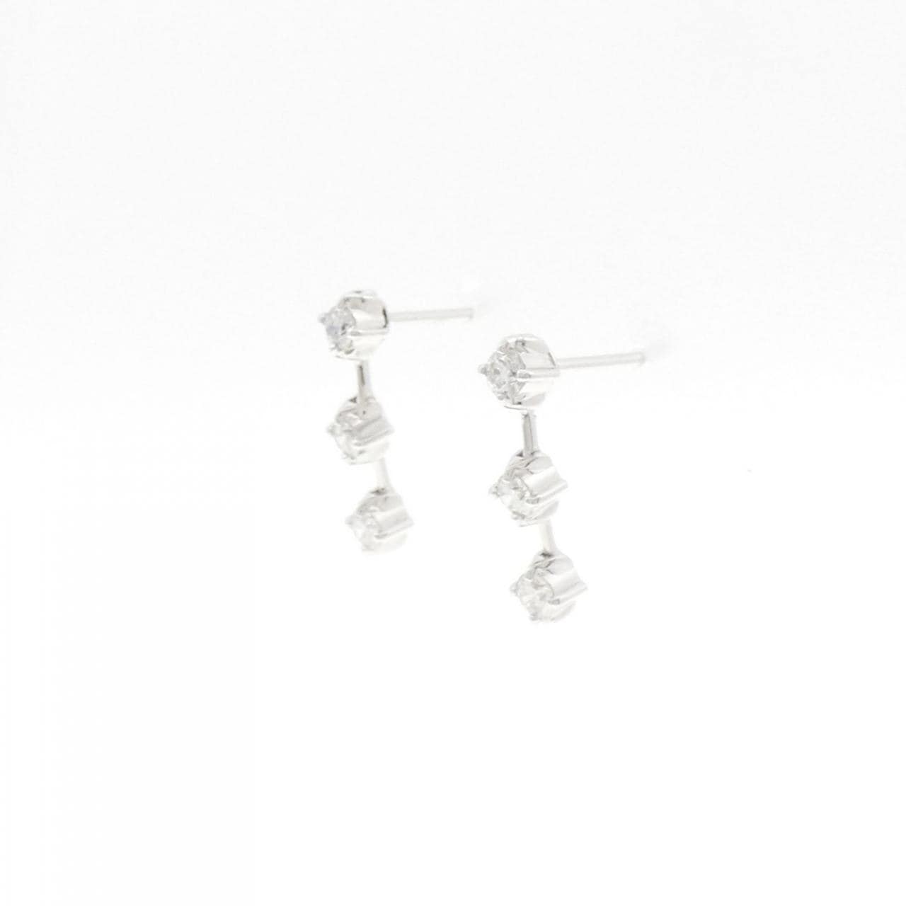 K18WG スリーストーン ダイヤモンド ピアス 0.50CT