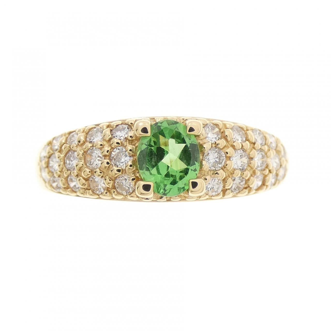K18YG グリーンガーネット リング 0.418CT