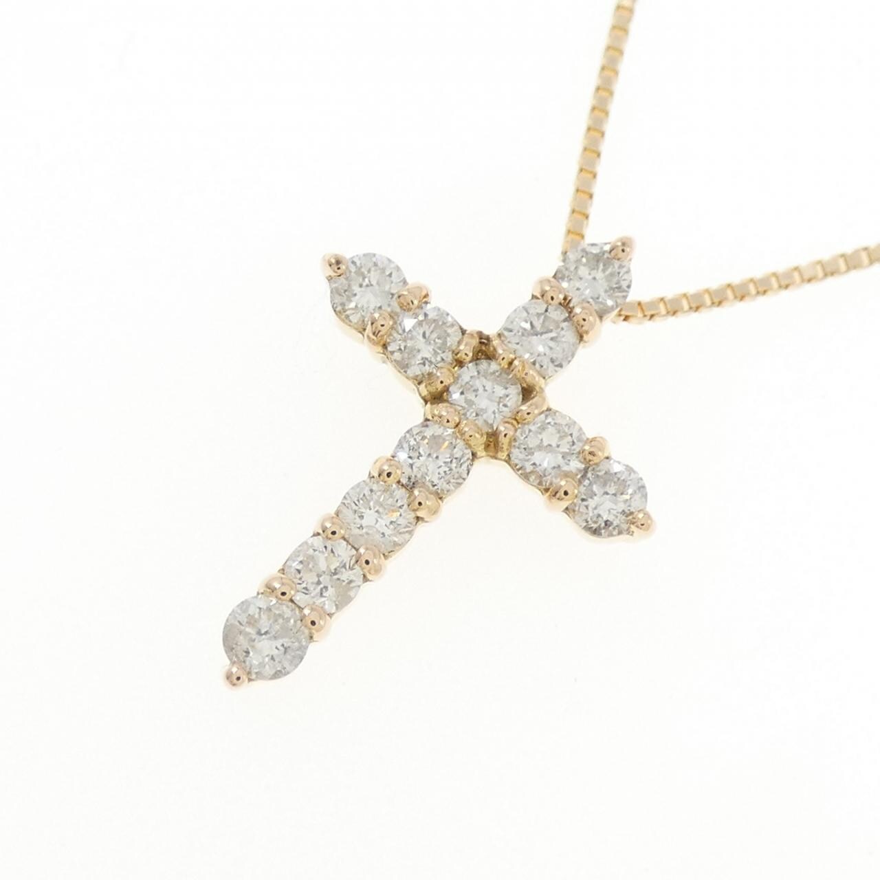 K18YG クロス ダイヤモンド ネックレス 0.50CT
