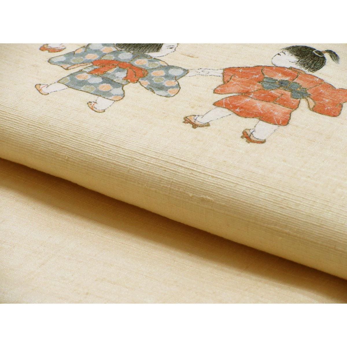 名古屋帯　紬織　友禅加工