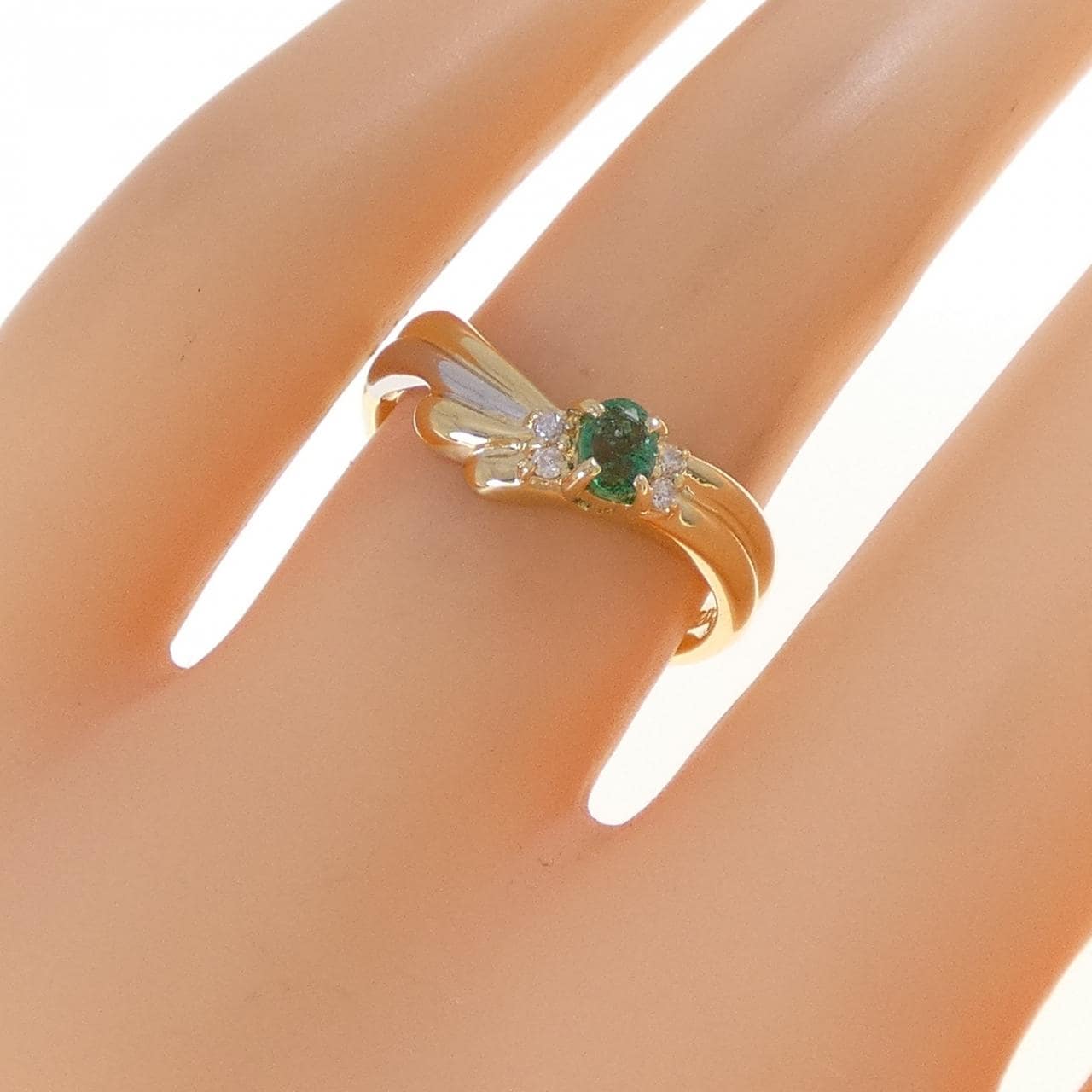 K18YG/PT900 エメラルド リング