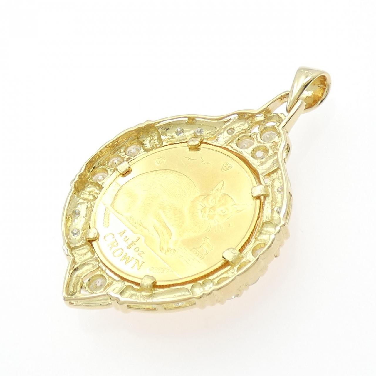 K18YG(枠) ダイヤモンド コイン ペンダント 1.00CT