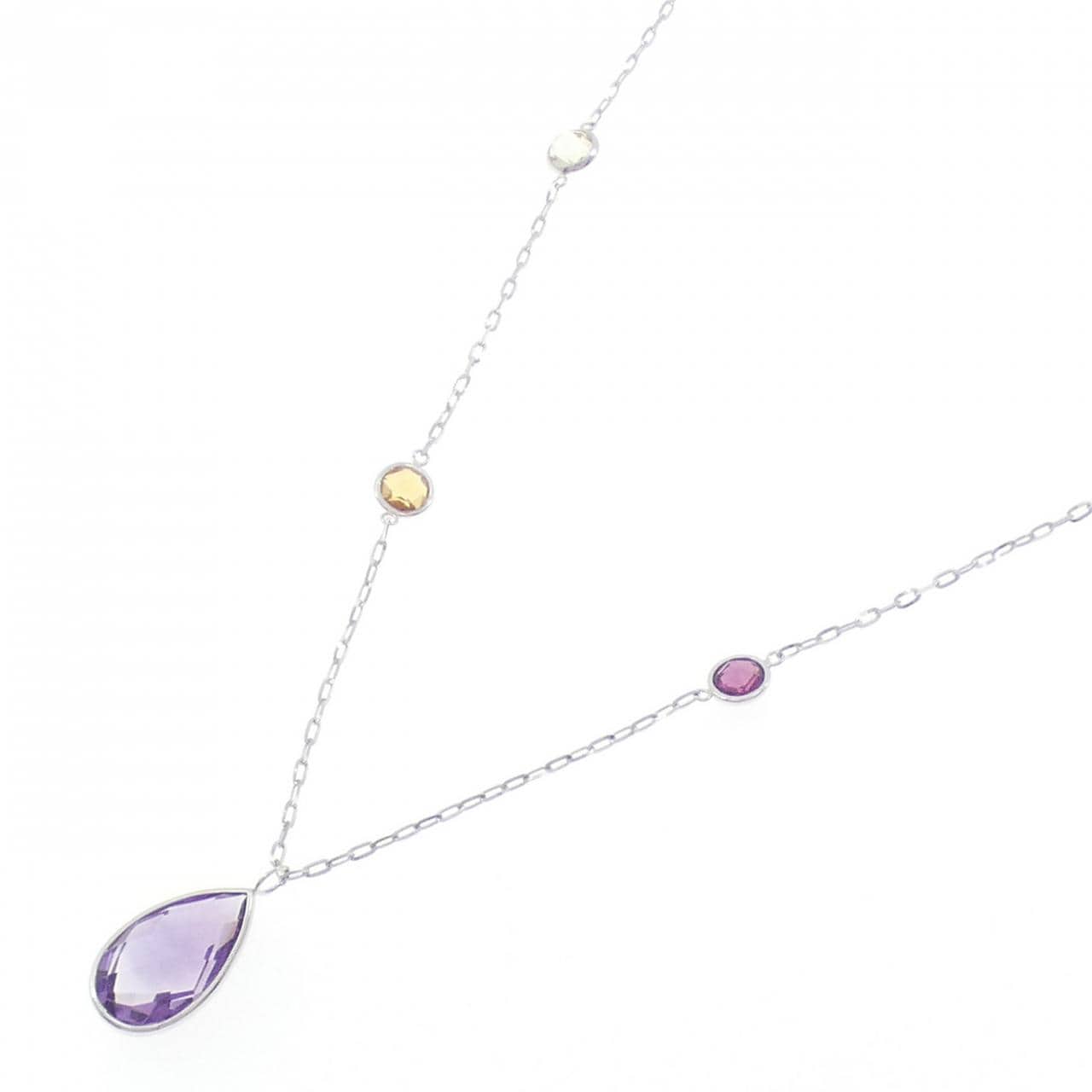 K18WG カラーストーン ネックレス