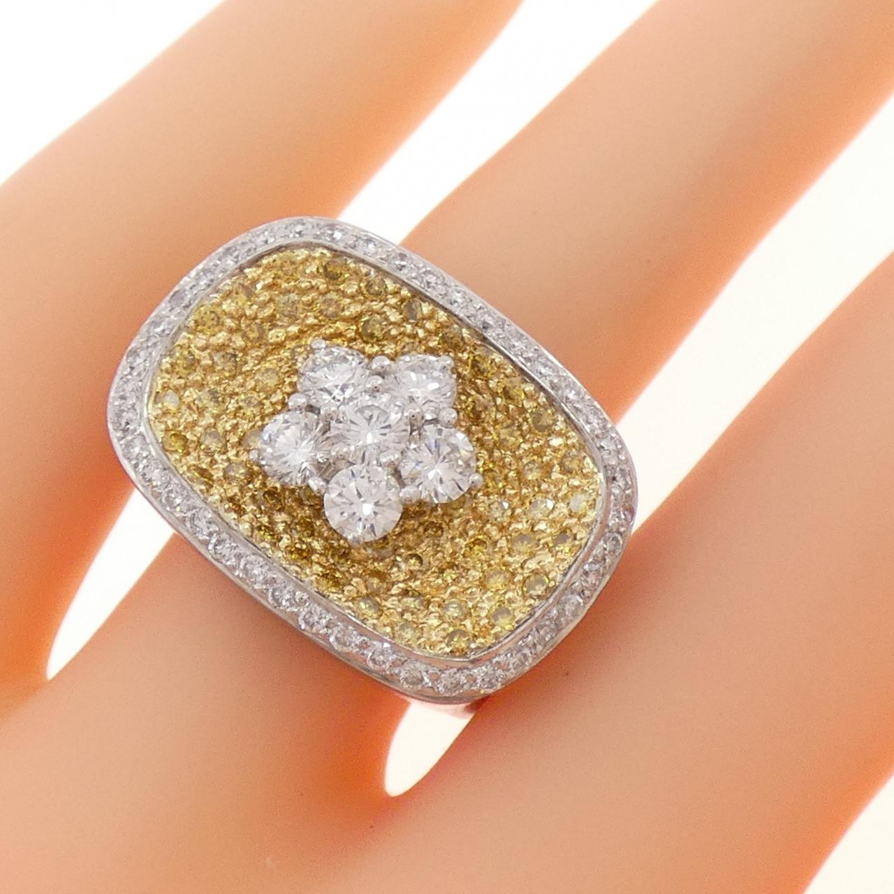 750WG/750YG パヴェ フラワー ダイヤモンド リング 2.12CT