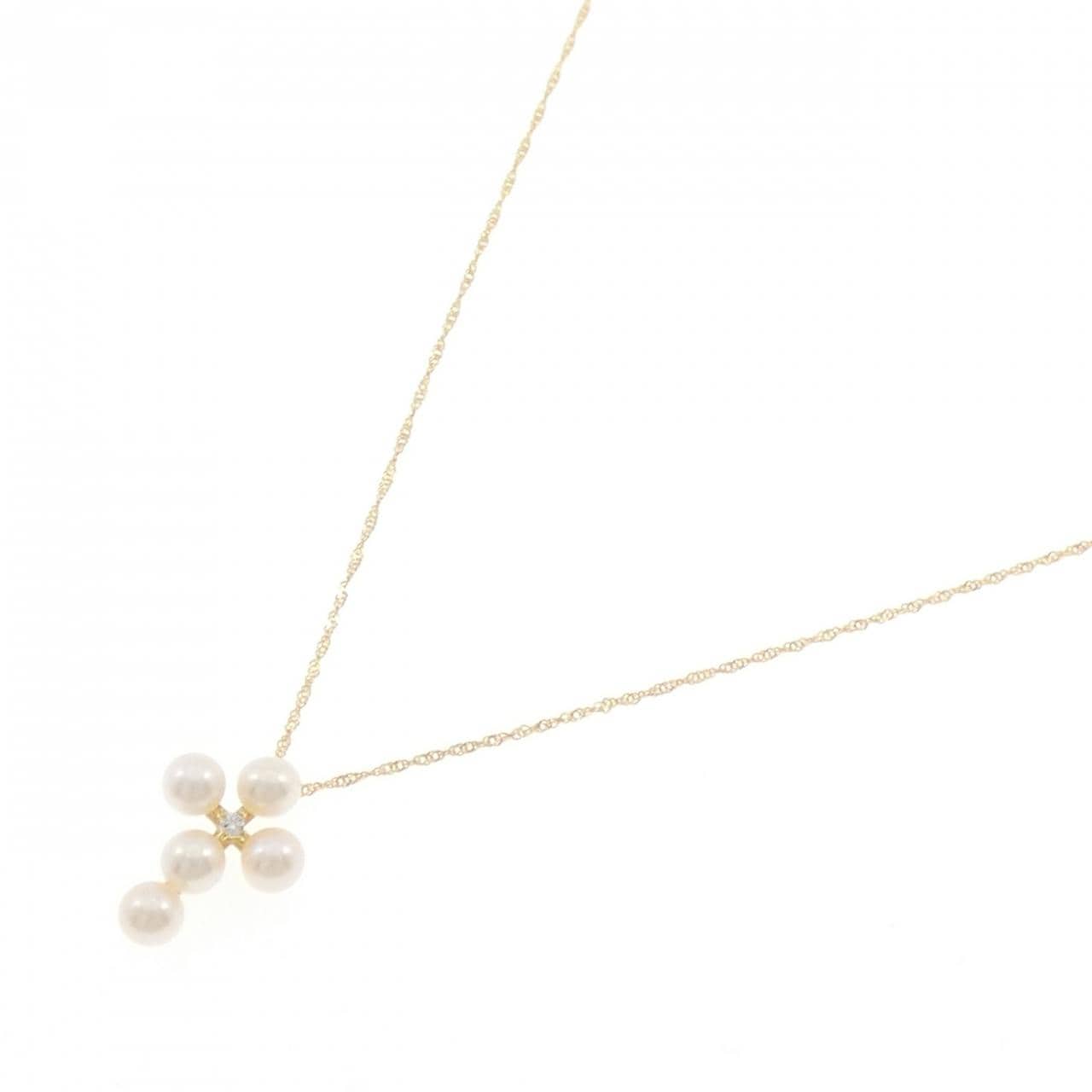 K18YG クロス 淡水パール ネックレス