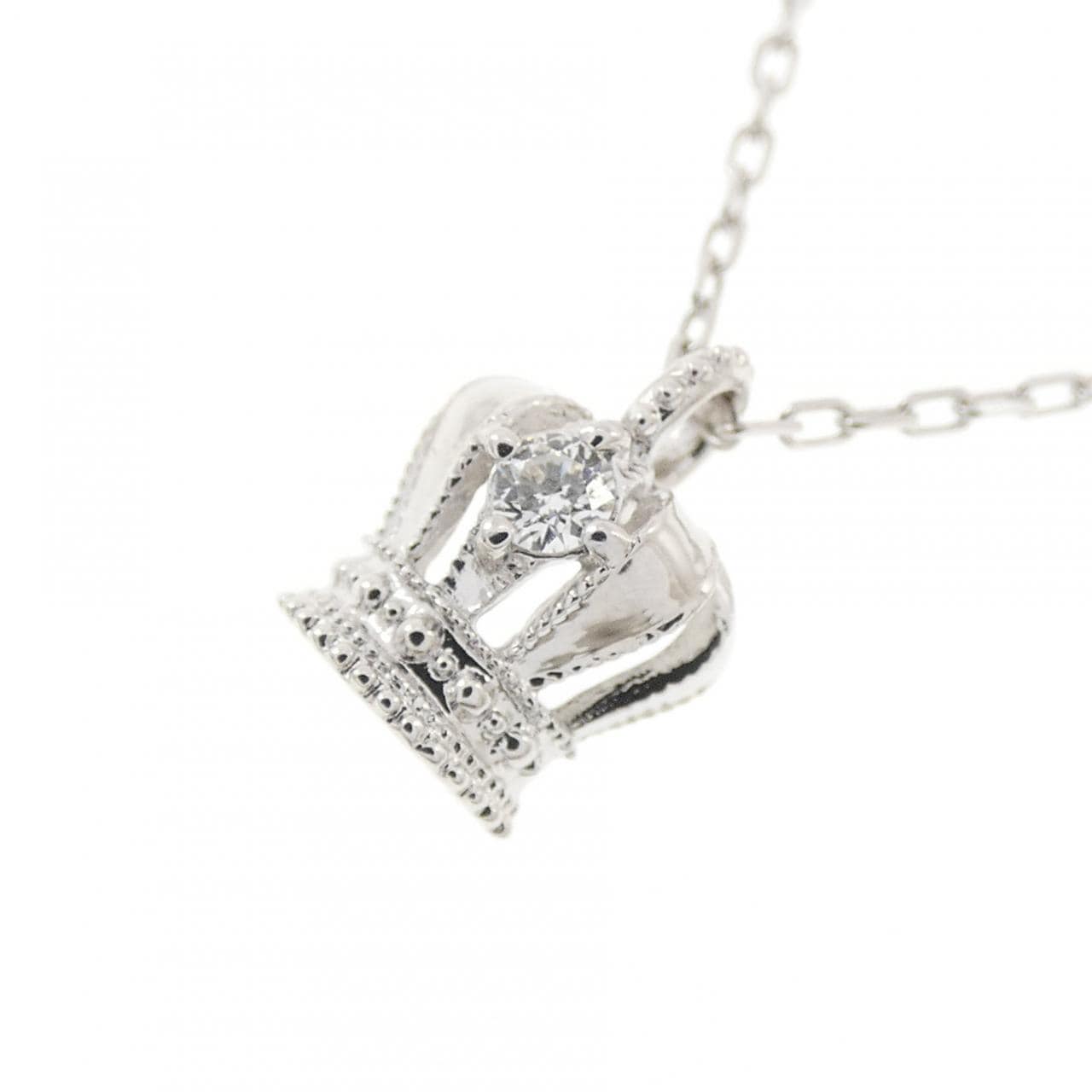 K10WG クラウン ダイヤモンド ネックレス 0.05CT