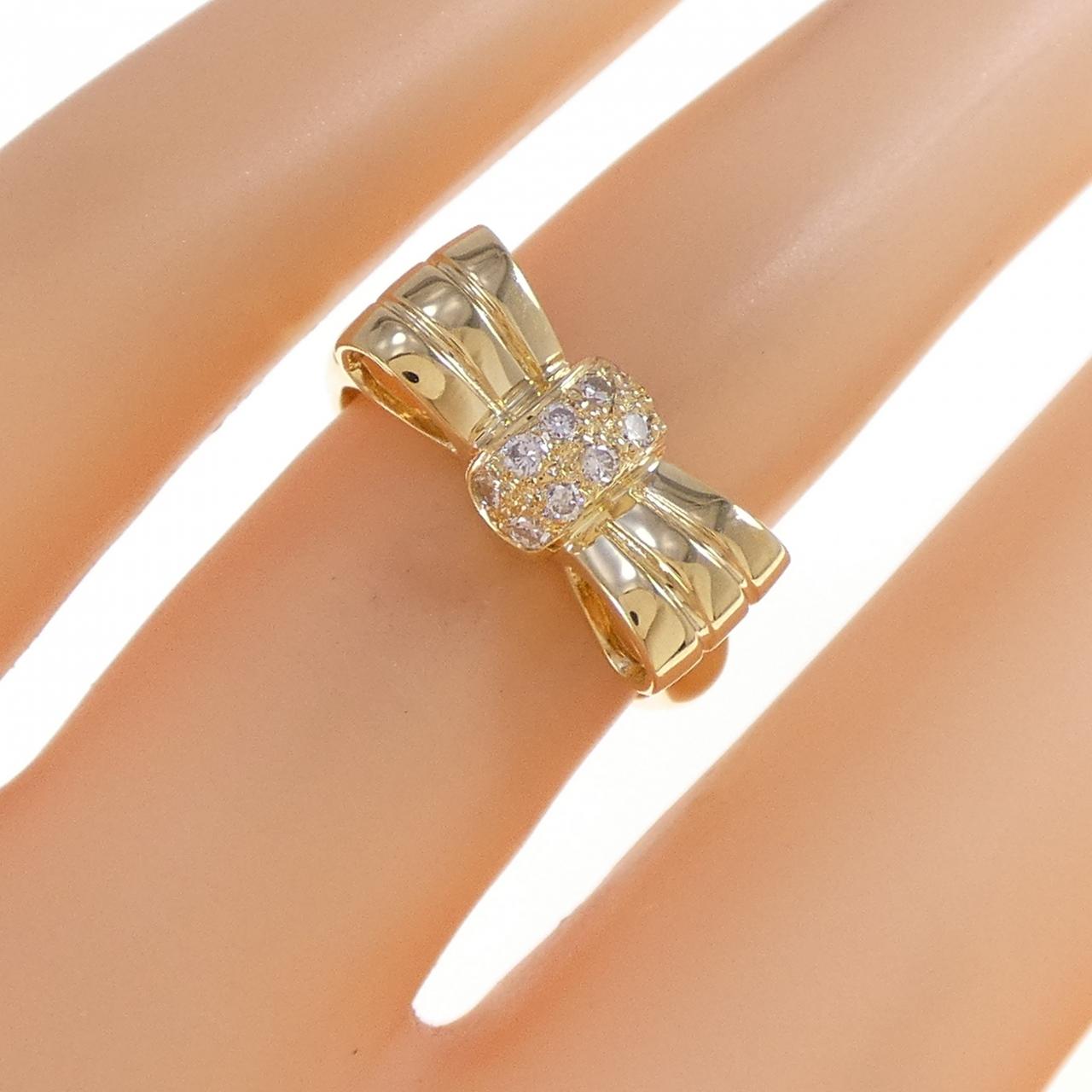 K18YG ribbon Diamond ring 0.14CT