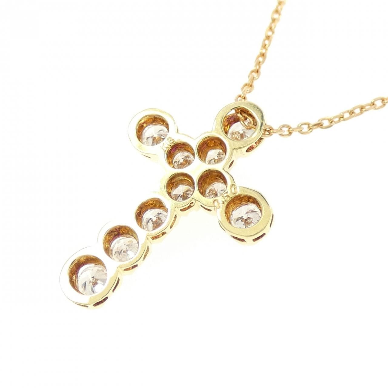 K18YG クロス ダイヤモンド ネックレス 0.50CT