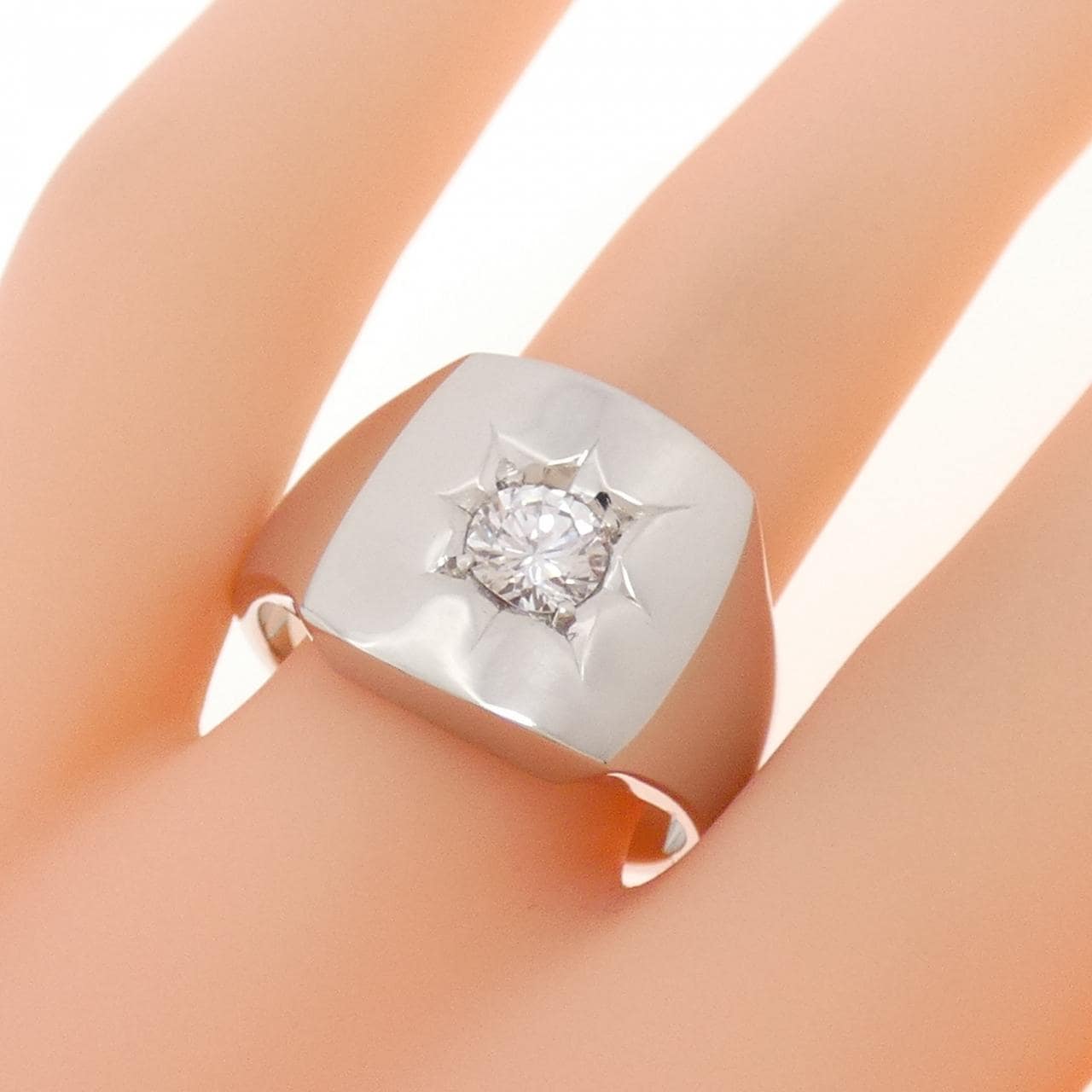 PT900 印台 ダイヤモンド リング 0.48CT