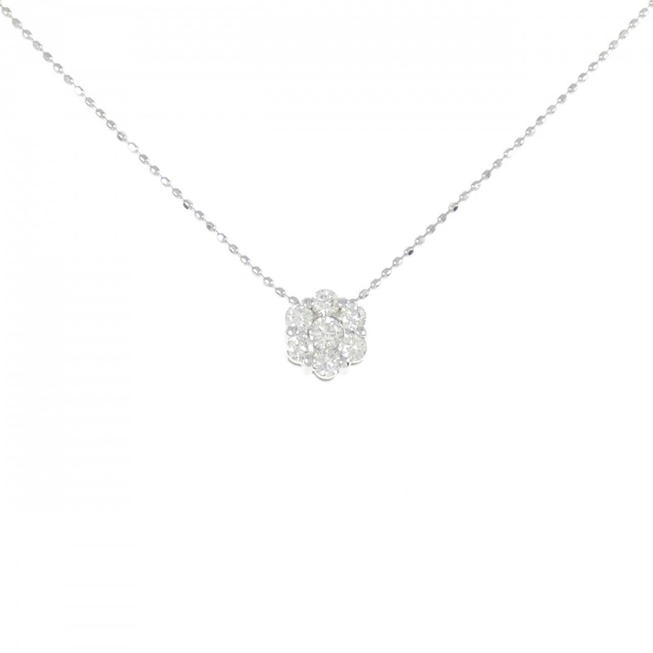 K18WG flower Diamond necklace 0.35CT