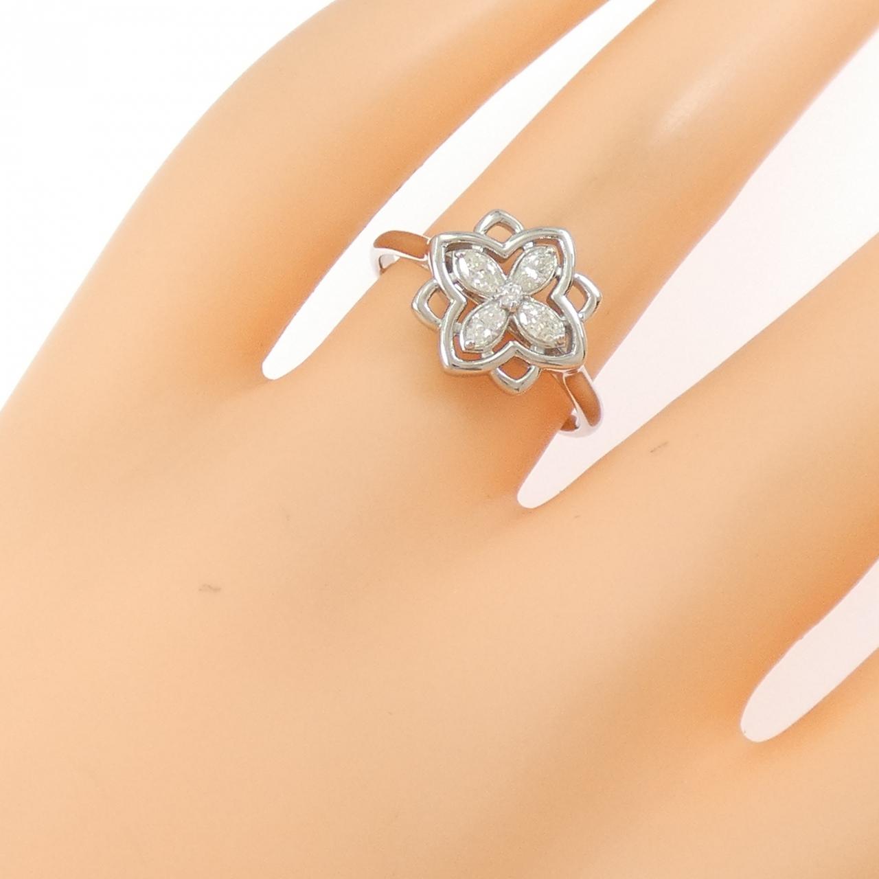【新品】PT900 フラワー ダイヤモンド リング 0.20CT