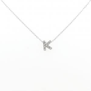 K18WG イニシャルK ダイヤモンド ネックレス 0.06CT