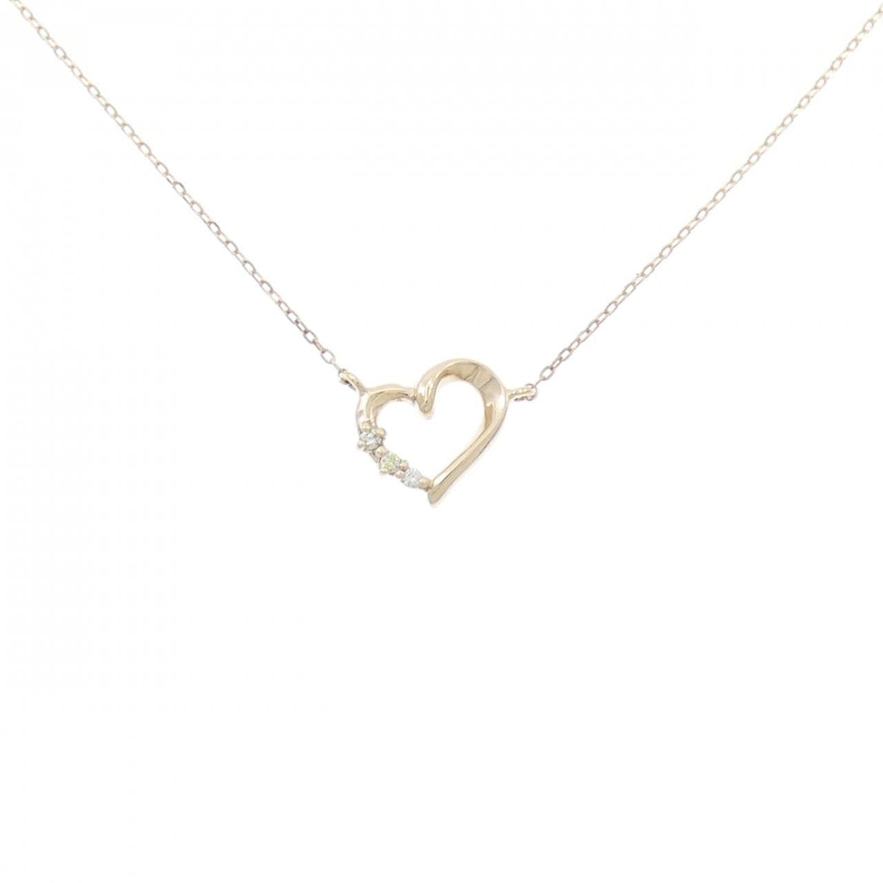 K10YG ハート ダイヤモンド ネックレス