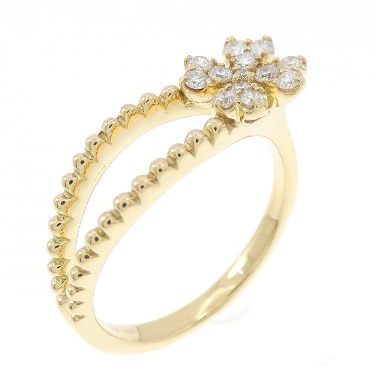 K18YG フラワー ダイヤモンド リング 0.16CT