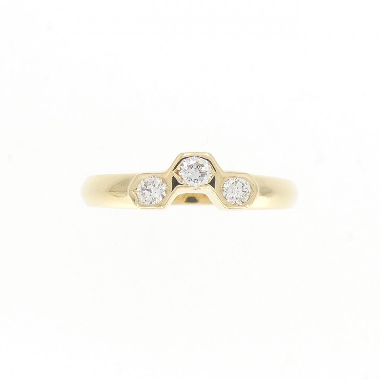 K18YG スリーストーン ダイヤモンド リング 0.17CT