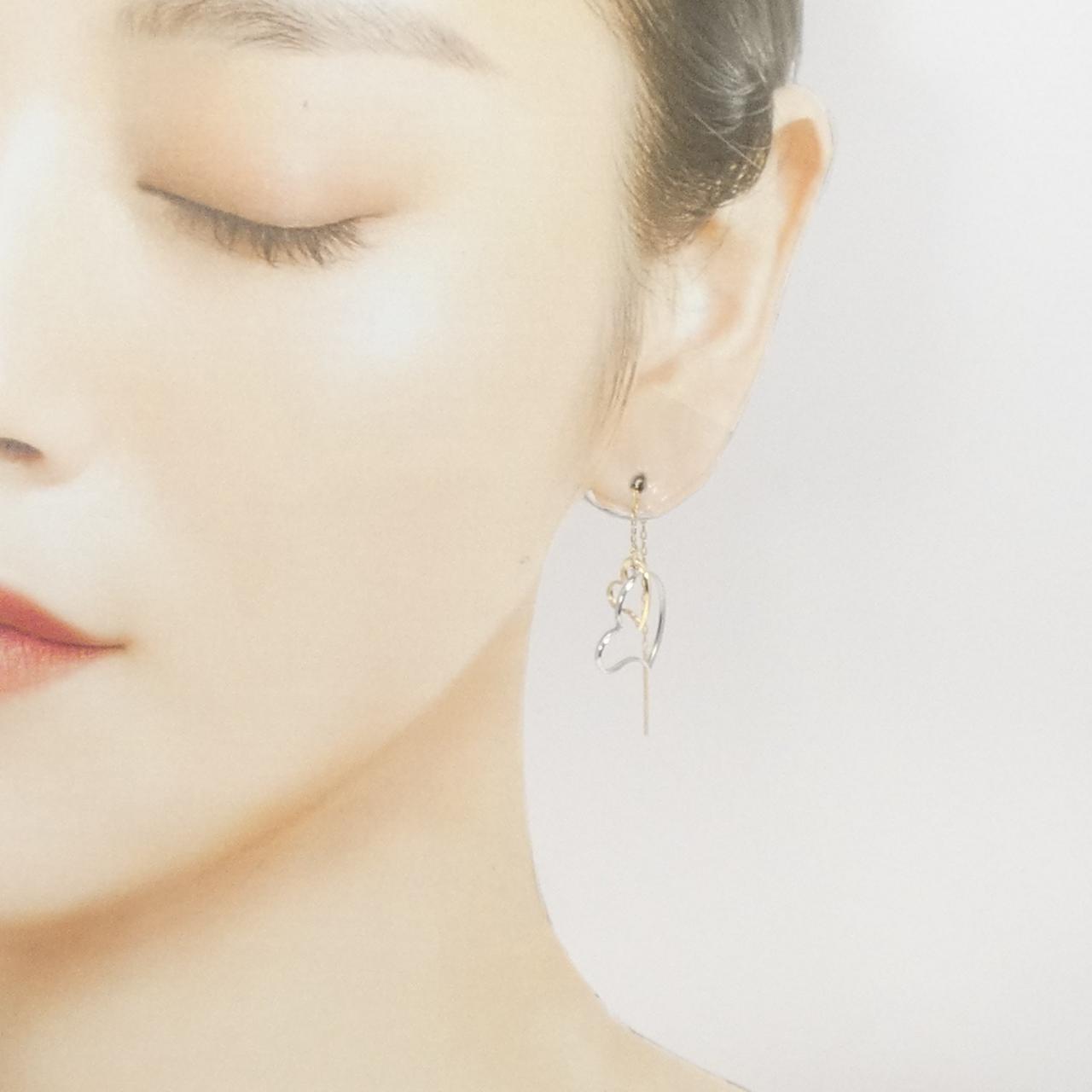 K10YG/K10WG ハート ピアス