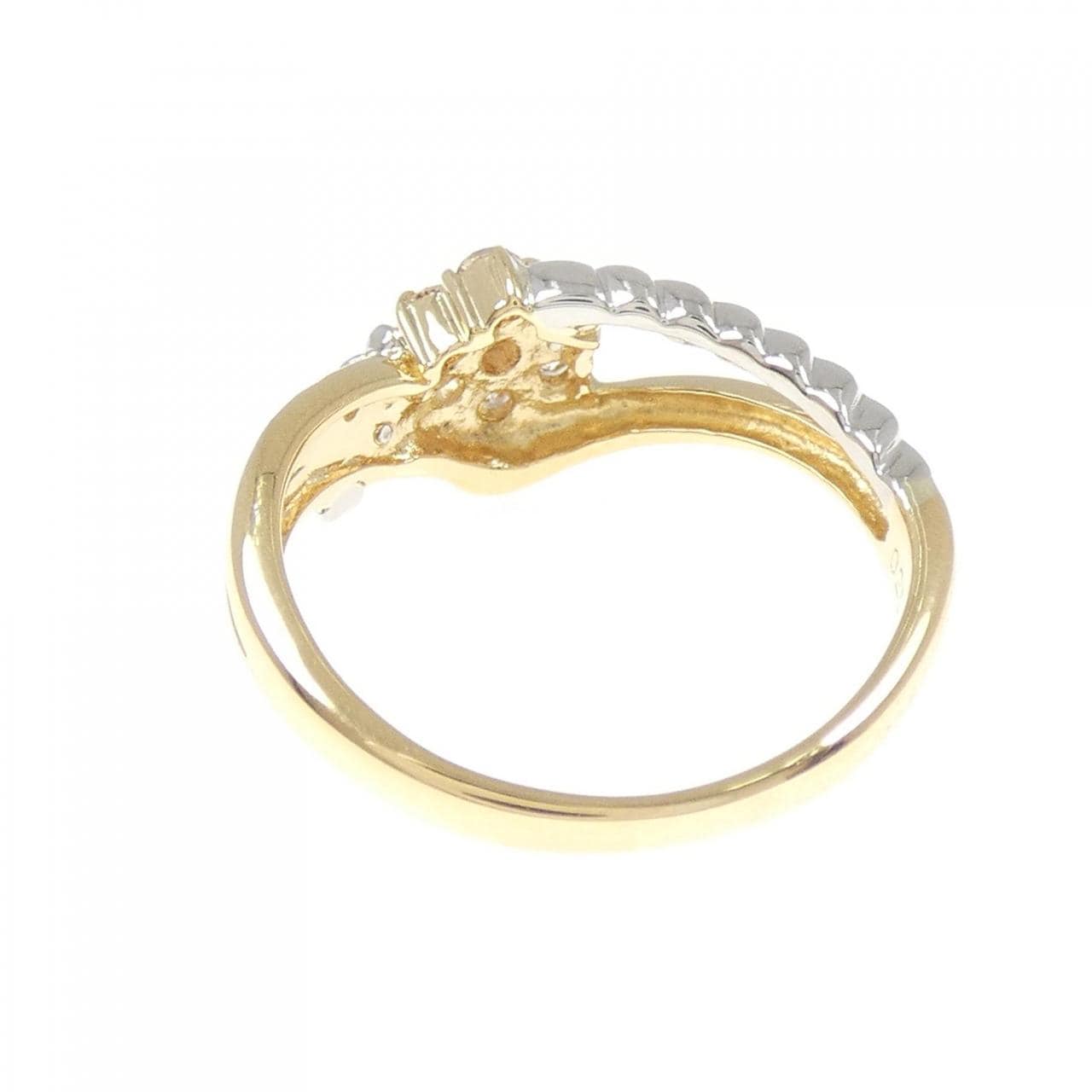 K18YG/PT900 フラワー ダイヤモンド リング 0.25CT