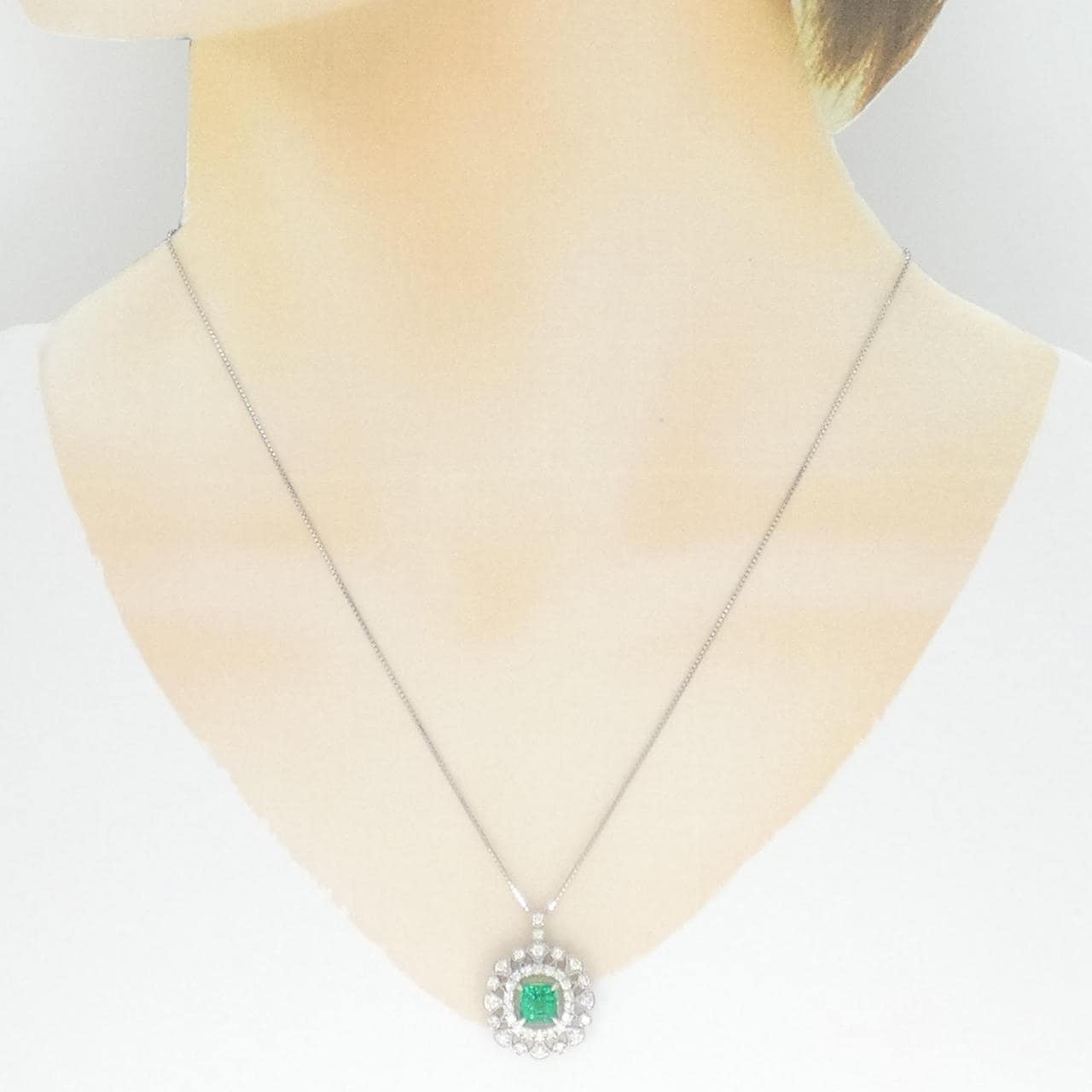 K18WG emerald necklace 1.278CT Colombian