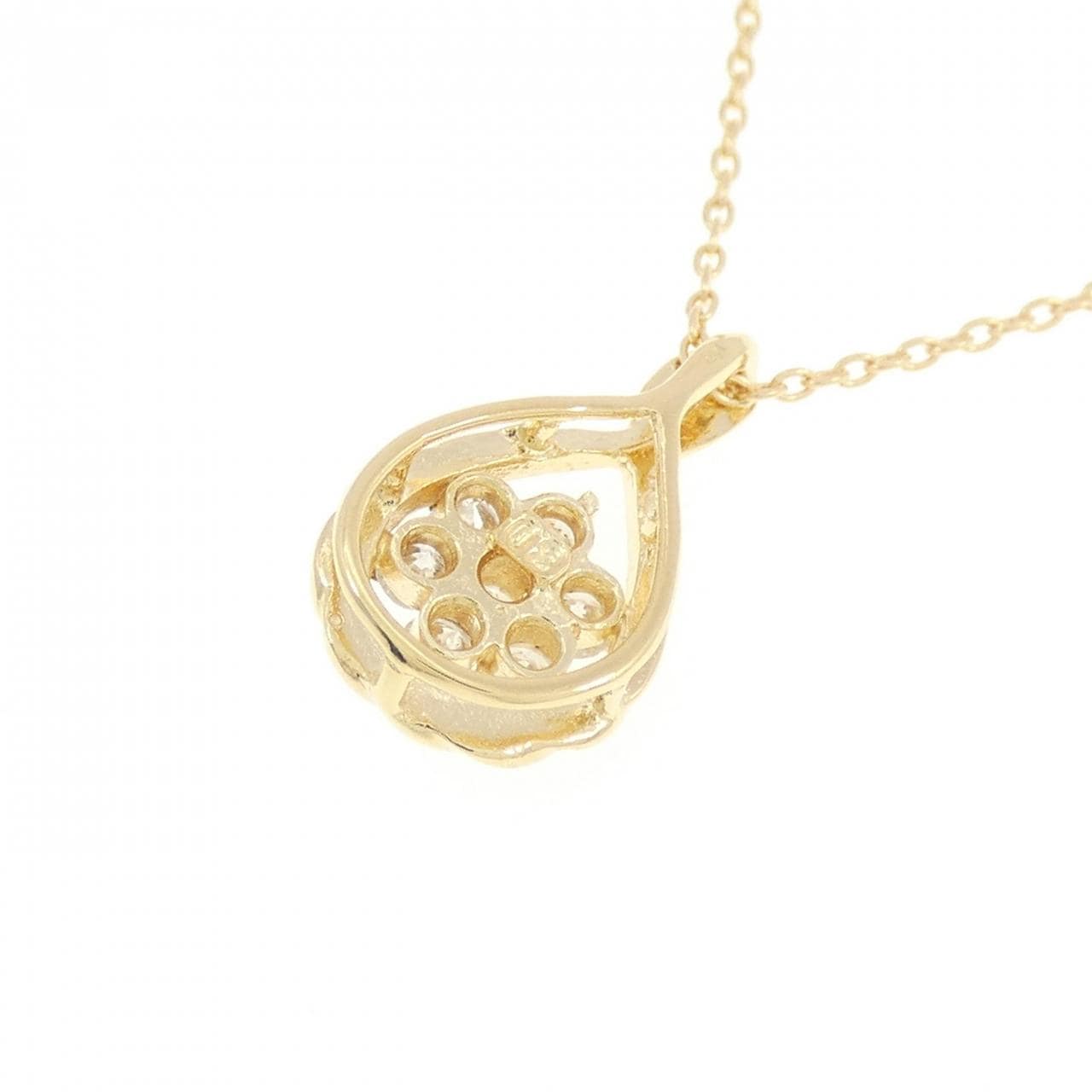 K18YG フラワー ダイヤモンド ネックレス 0.2CT