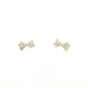 10KYG/K10YG リボン キュービック ピアス