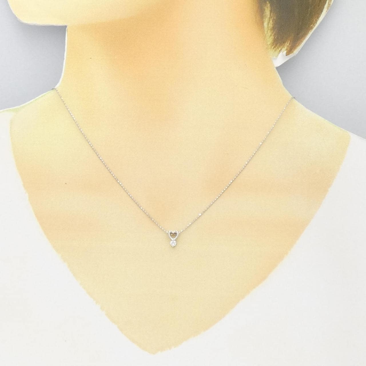 PT ハート ダイヤモンド ネックレス 0.08CT