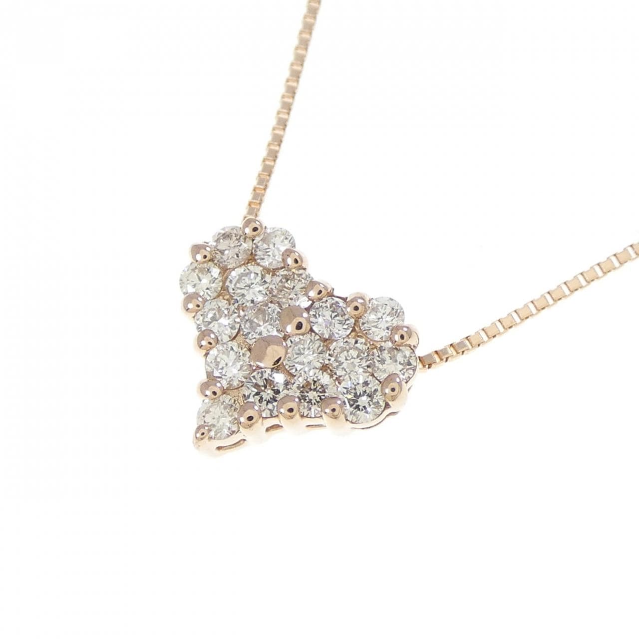 K18PG ハート ダイヤモンド ネックレス 0.30CT