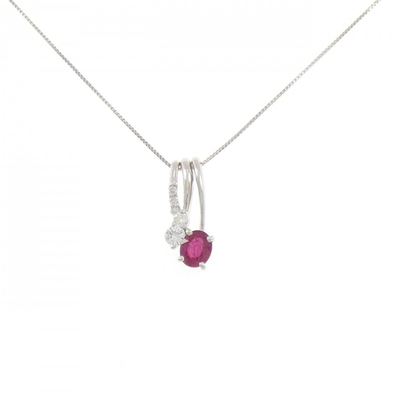 PT900/PT850 ルビー ネックレス 0.62CT