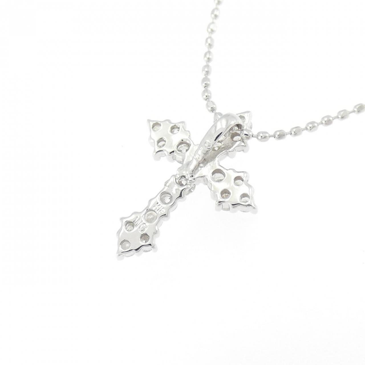 K18WG クロス ダイヤモンド ネックレス