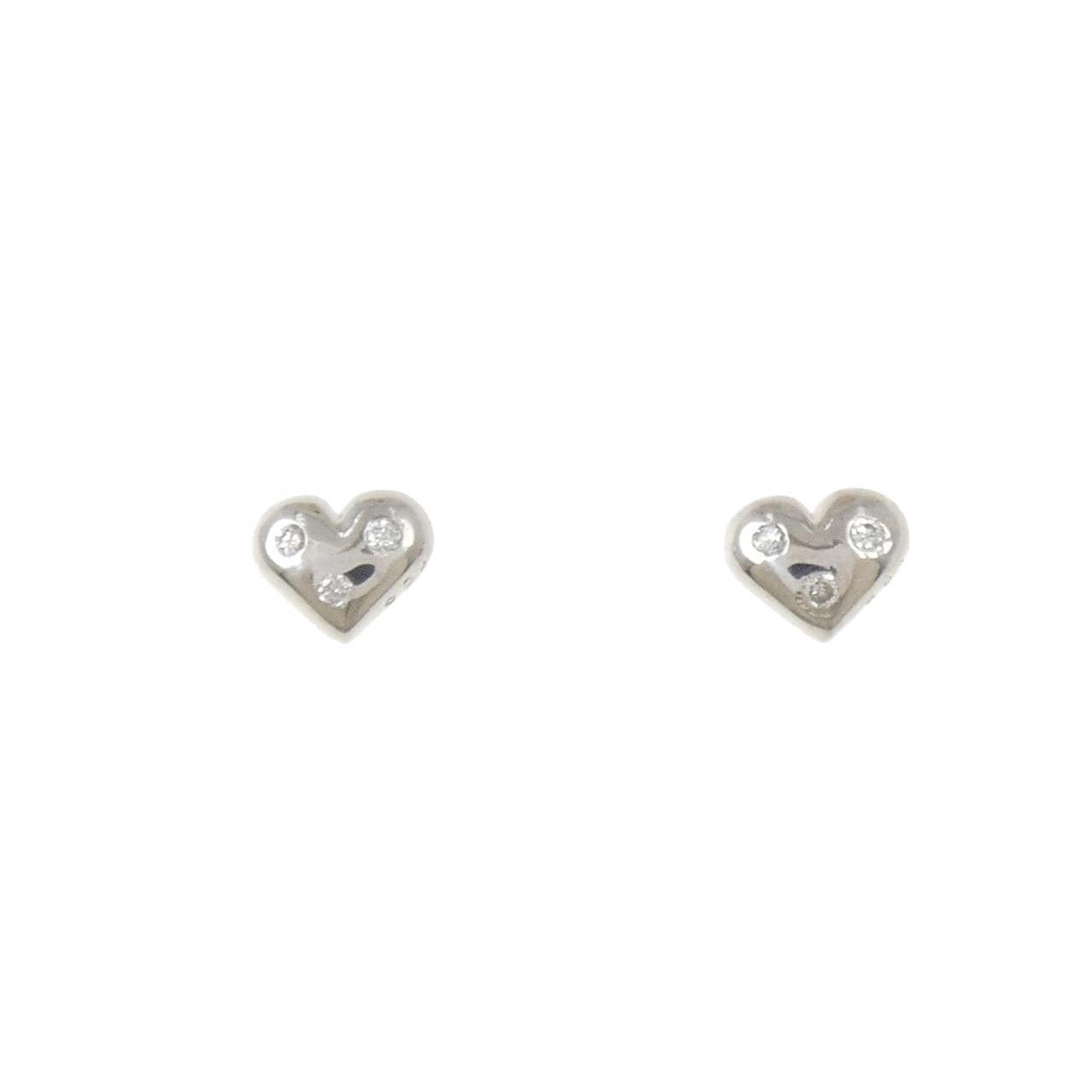 PT900 ハート ダイヤモンド ピアス 0.04CT