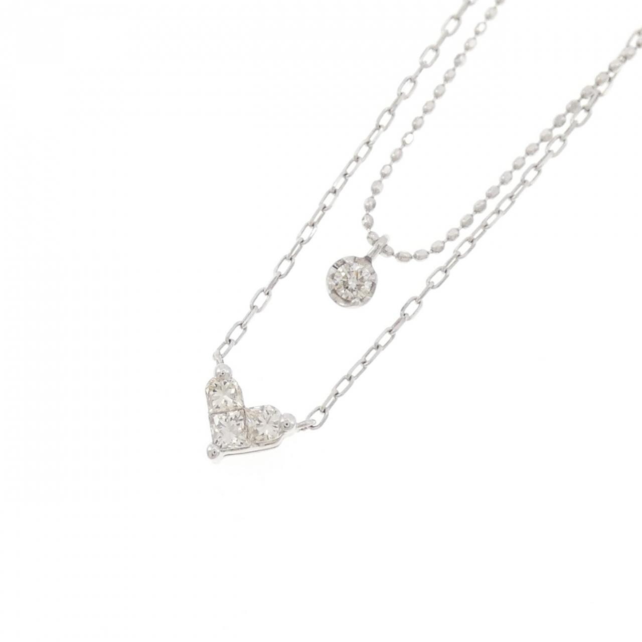 K10WG ハート ダイヤモンド ネックレス 0.15CT