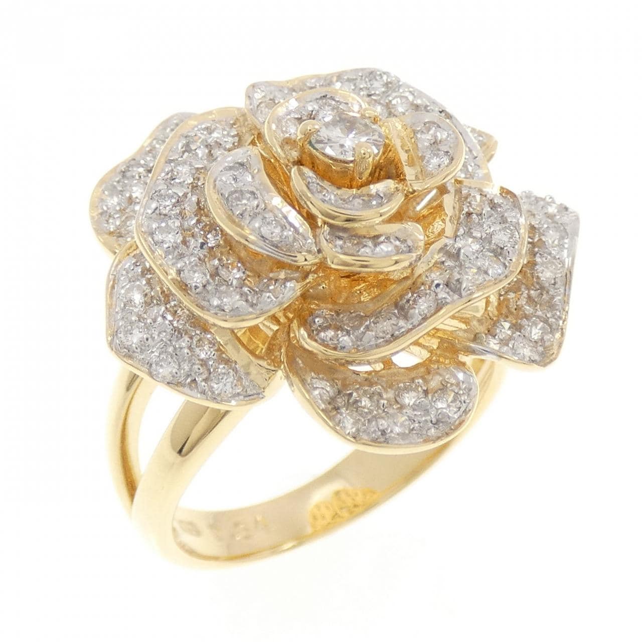 K18YG/K18WG ローズ ダイヤモンド リング 0.64CT