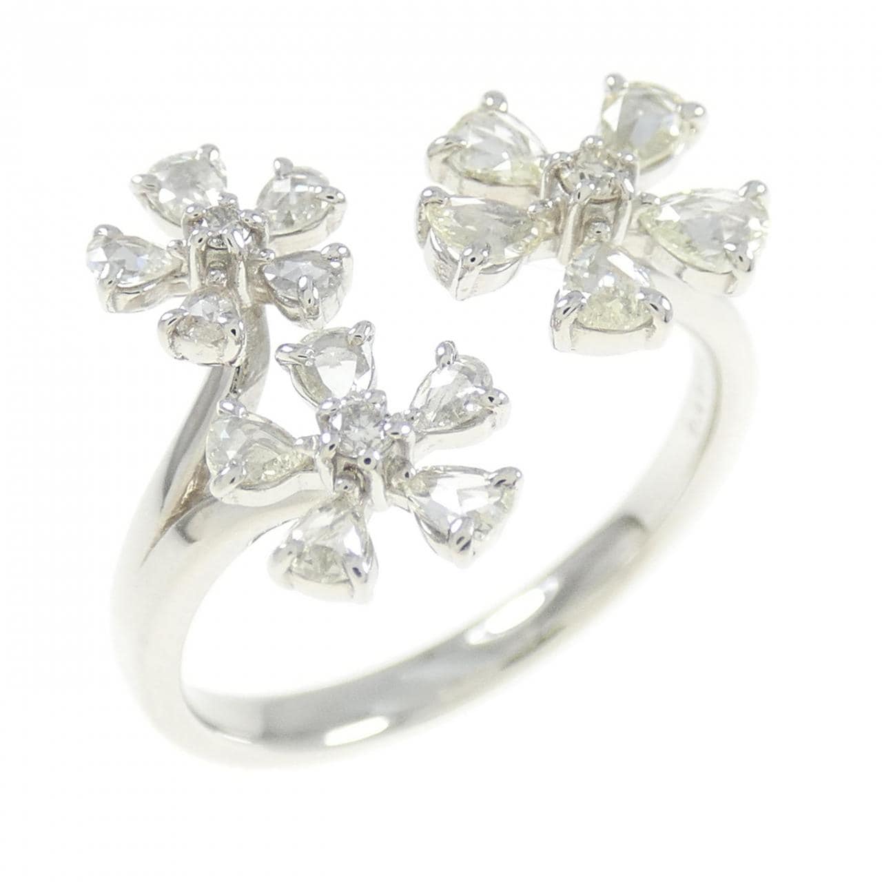 【新品】PT フラワー ダイヤモンド リング 0.48CT