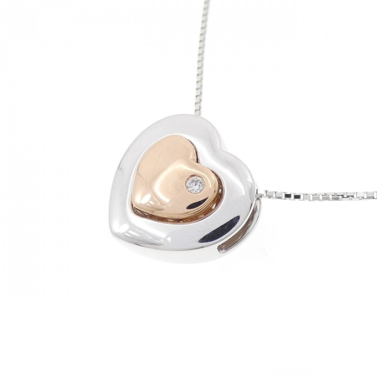 K18WG/K18PG 2WAY ハート パヴェ ダイヤモンド ネックレス 0.30CT