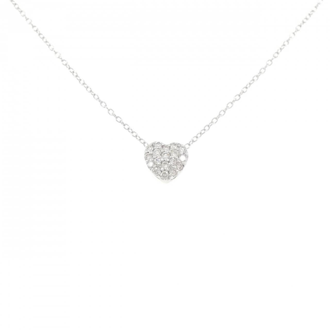 K18WG パヴェ ハート ダイヤモンド ネックレス 0.20CT