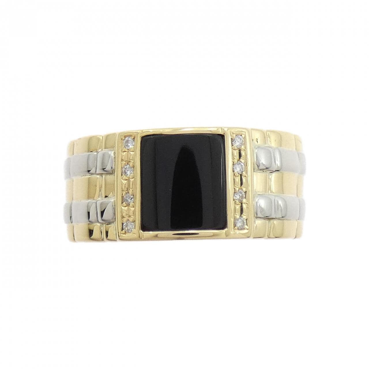 K18YG/PT900 オニキス リング