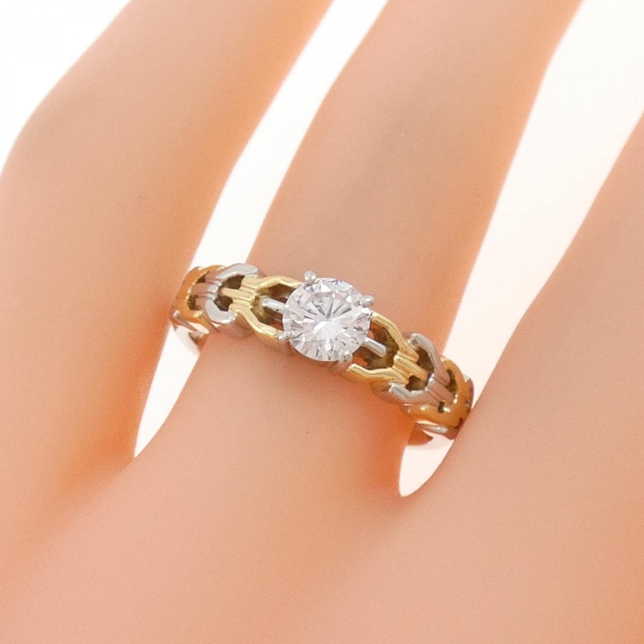 PT900/K18YG ダイヤモンド リング 0.435CT