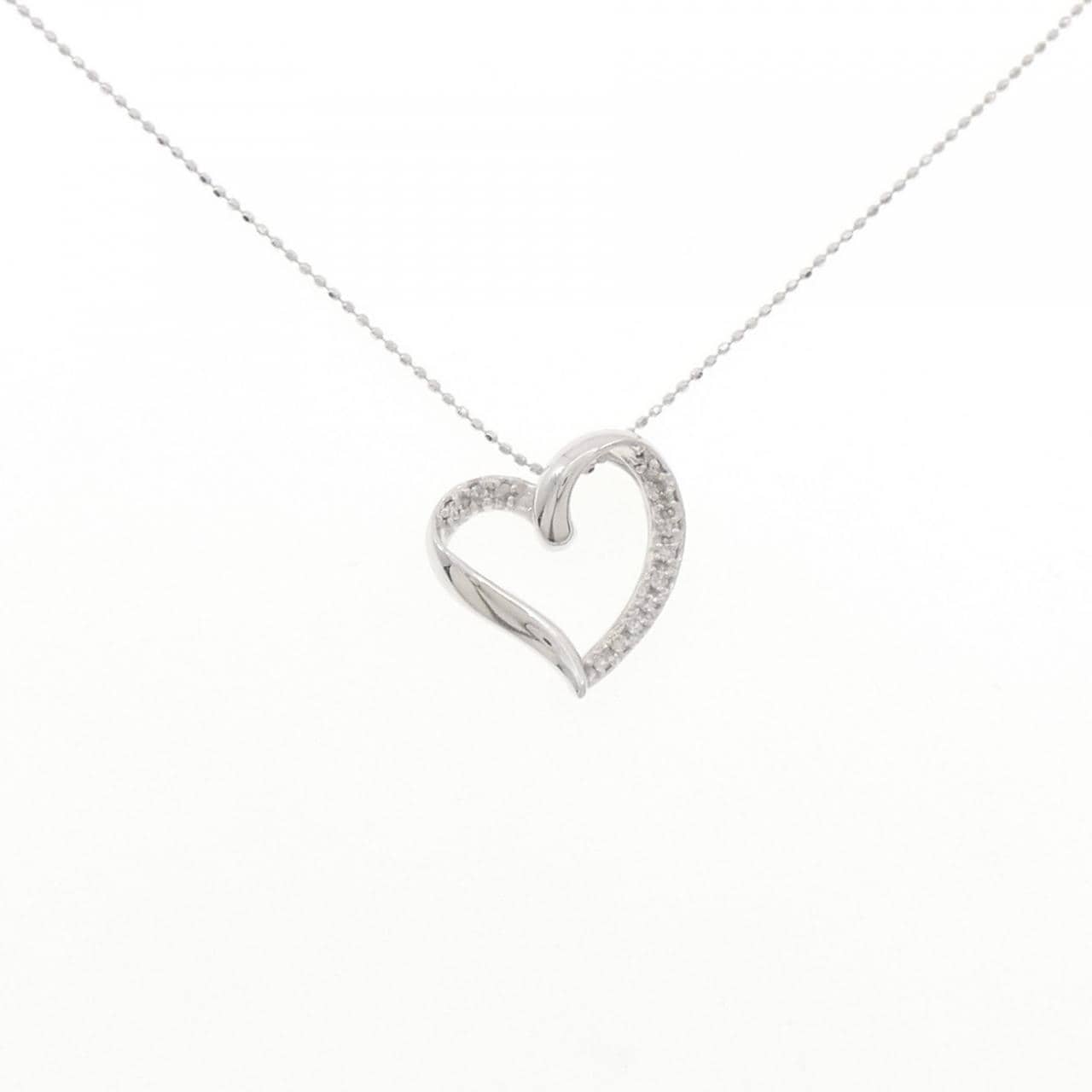 K18WG ハート ダイヤモンド ネックレス 0.11CT