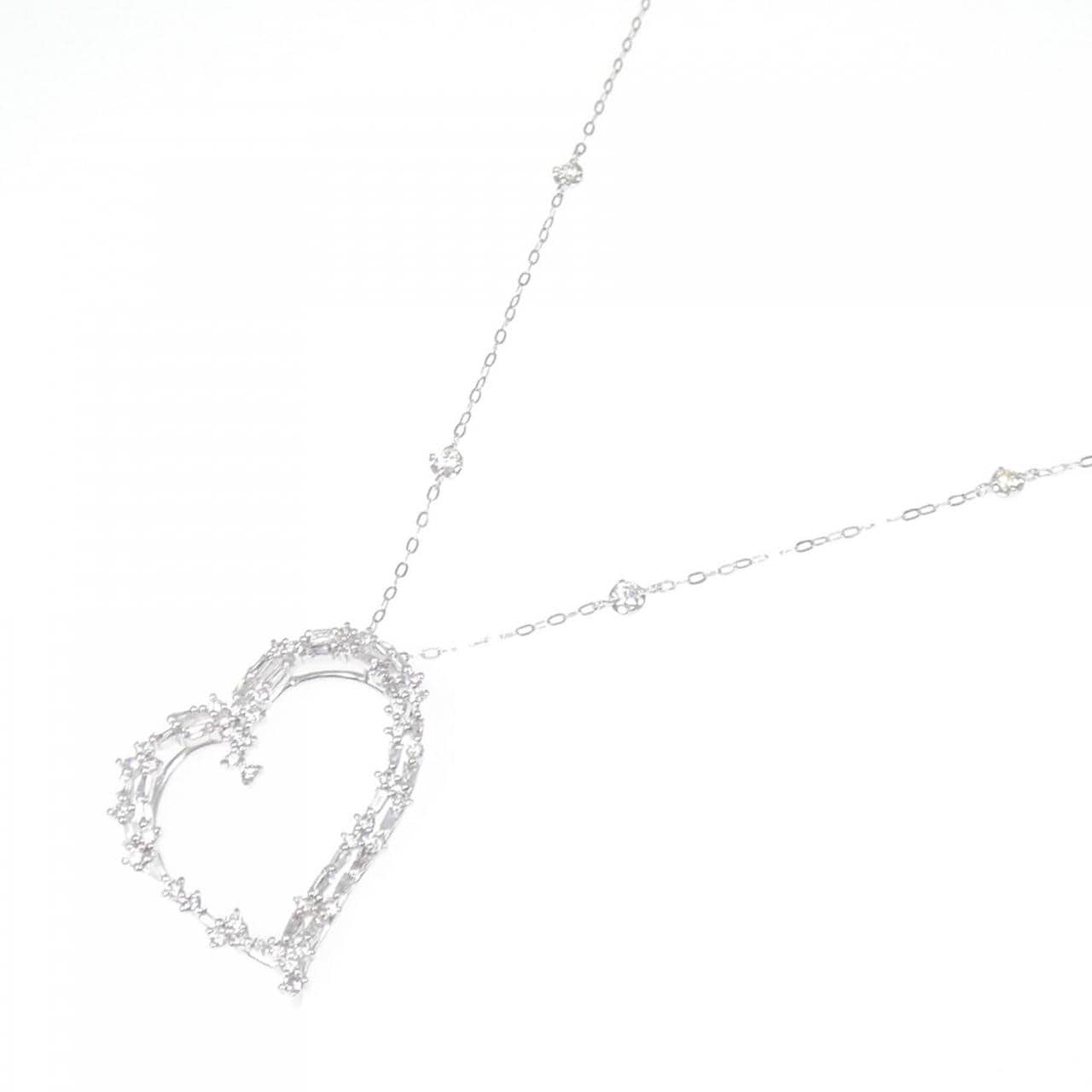 K18WG ハート ダイヤモンド ネックレス 0.80CT