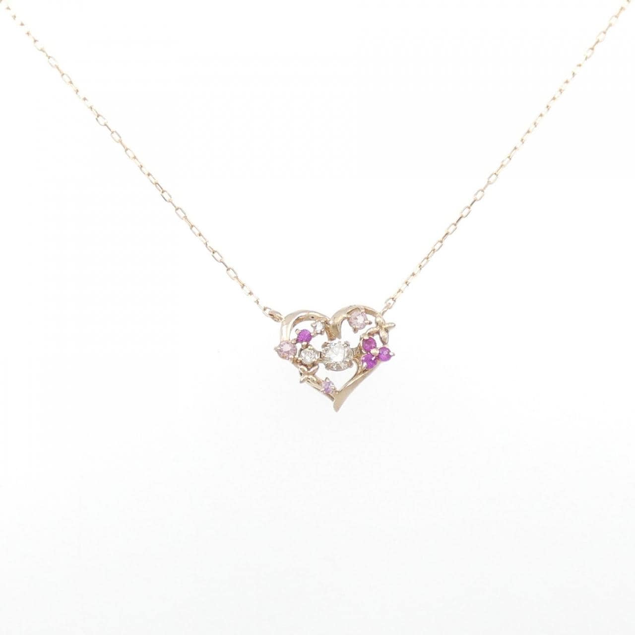 Samantha Tiara Heart Colored Stone Necklace 0.09CT
