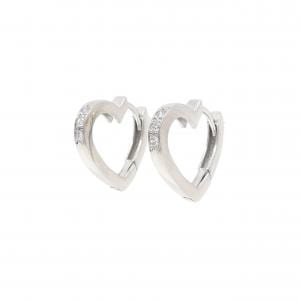 K14WG ハート ダイヤモンド ピアス 0.054CT