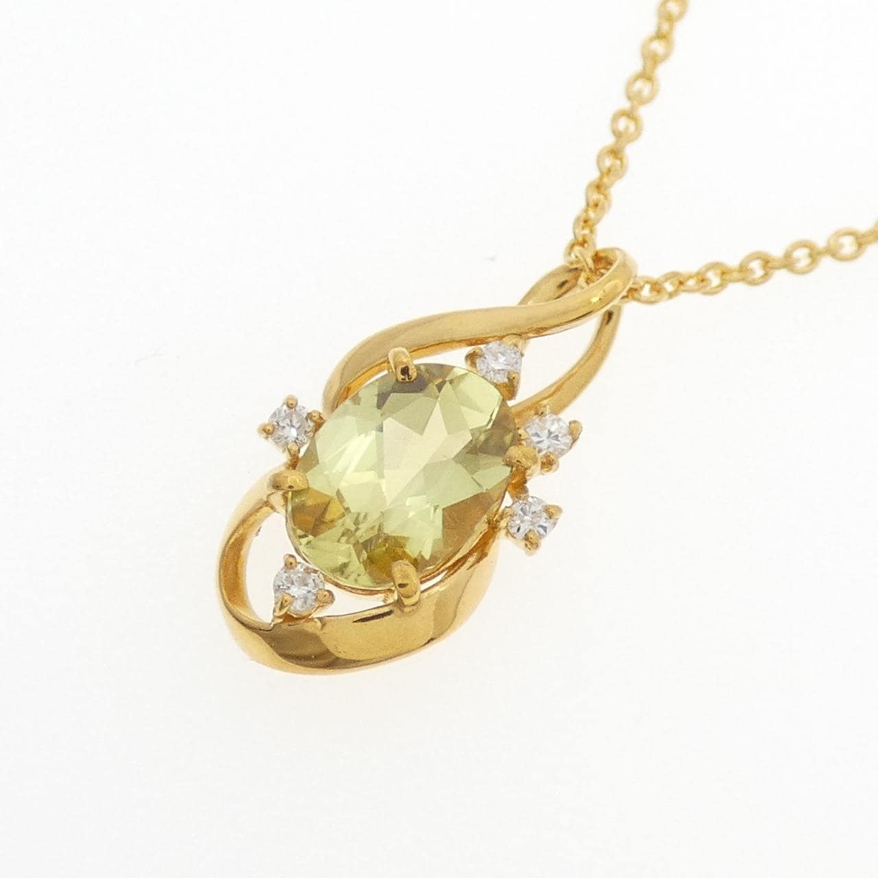 K24YG クリソベリル ネックレス 0.84CT