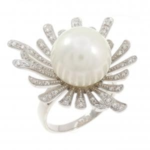 K18WG 白蝶パール リング 13.8mm