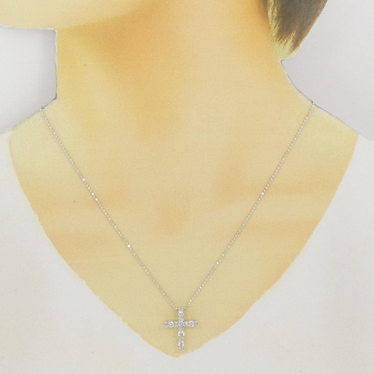K18WG クロス ダイヤモンド ネックレス 0.72CT
