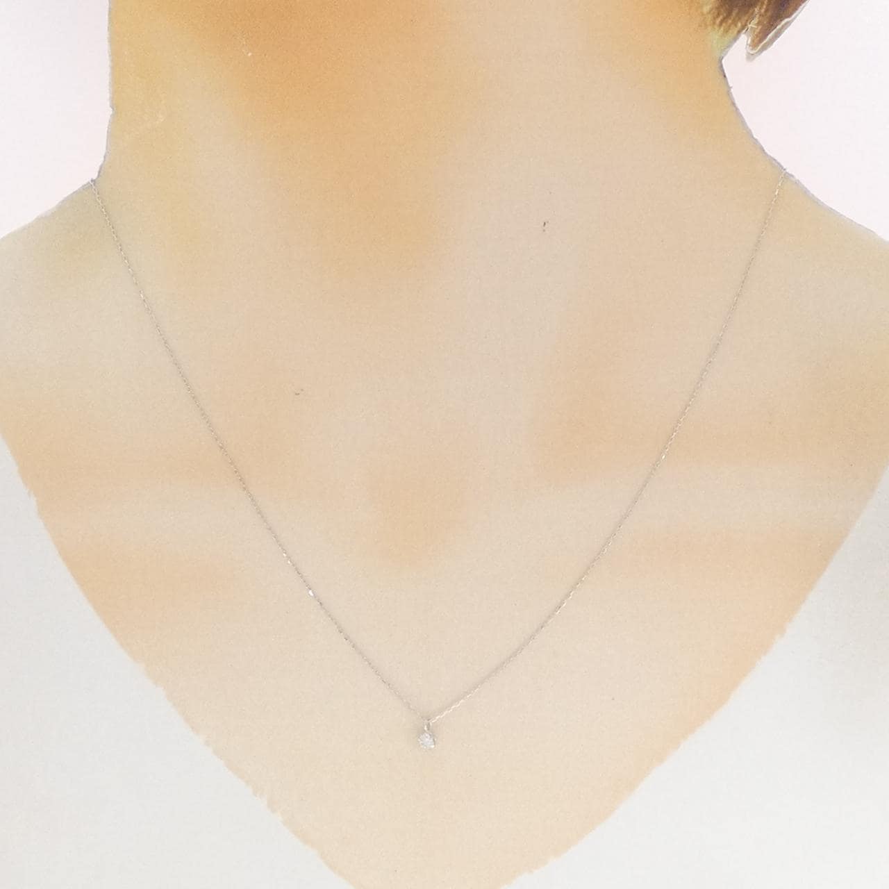 K18WG ソリティア ダイヤモンド ネックレス 0.10CT