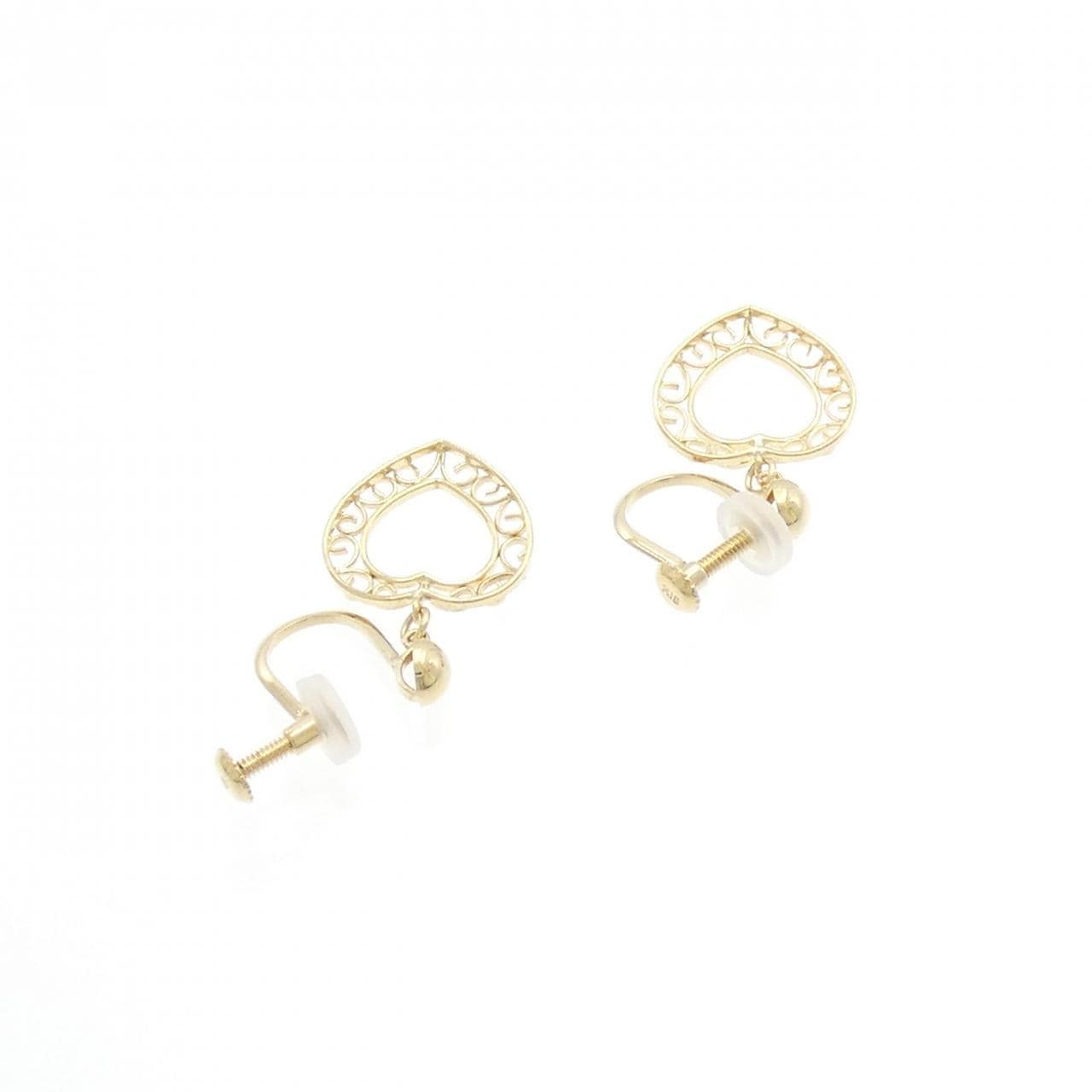 K18YG heart earrings