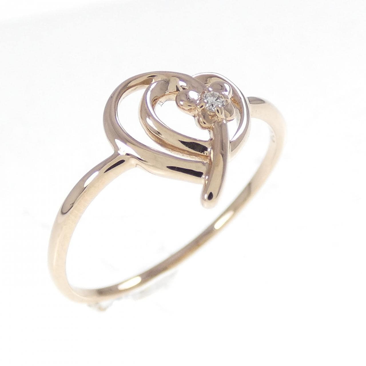 K18PG ハート ダイヤモンド リング 0.01CT